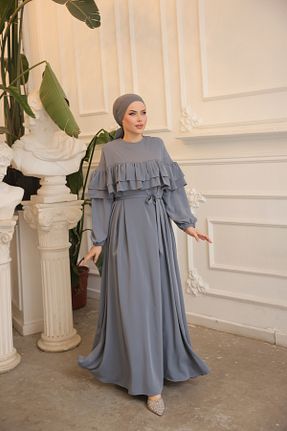 لباس حجاب طوسی زنانه اورسایز Nissra - کد 926360372
