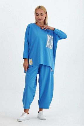 ست بالاتنه و پائین تنه آبی زنانه بافت Butik - کد 890219801