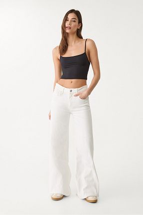 تیشرت مشکی زنانه کراپ Stradivarius - کد 682419023
