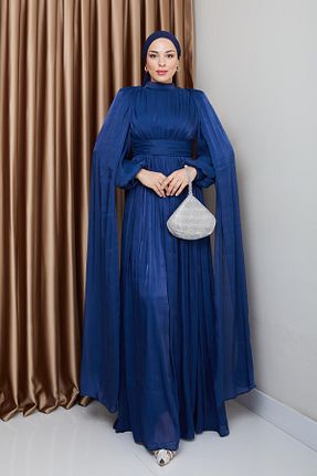 لباس مجلسی حجاب سرمه ای زنانه یقه ایستاده Olcay - کد 906194076