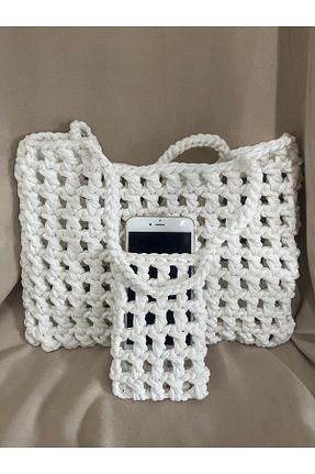 کیف دوشی سفید زنانه پارچه ای İhtiyacımVar - کد 926360186