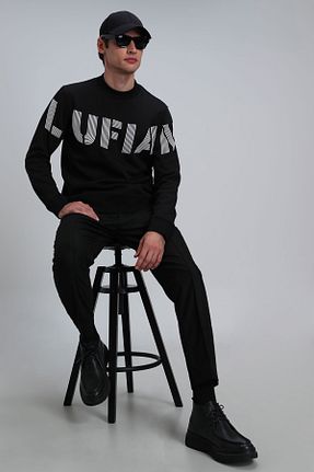 سوئیشرت مشکی مردانه چاپی Lufian - کد 758738566