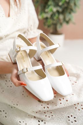 کفش پاشنه بلند کلاسیک سفید زنانه چرم لاکی ay ayfam shoes - کد 926379158