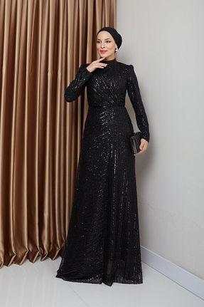 لباس مجلسی حجاب مشکی زنانه پلی استر Olcay - کد 888161861