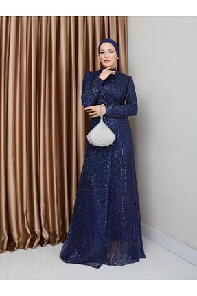 لباس مجلسی حجاب سرمه ای زنانه پلی استر Olcay - کد 883246291