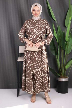 لباس حجاب قهوه ای زنانه رگولار İmajButik - کد 926416798