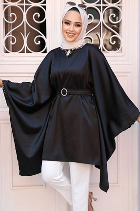 تونیک حجاب مشکی زنانه بافتنی Neva Style - کد 844184401