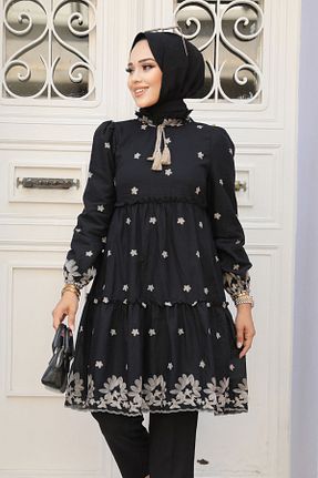تونیک حجاب مشکی زنانه پلی استر Neva Style - کد 835166504