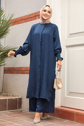 ست بالاتنه و پائین تنه حجاب سرمه ای زنانه رگولار Neva Style - کد 860037795