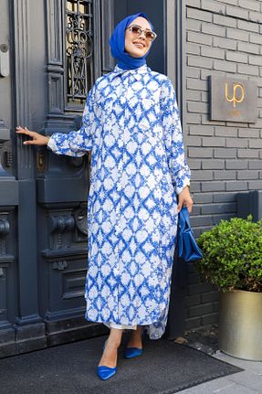 تونیک حجاب آبی زنانه بافتنی Neva Style - کد 847746889