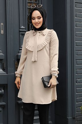 تونیک حجاب بژ زنانه مخلوط پلی استر Neva Style - کد 825546933