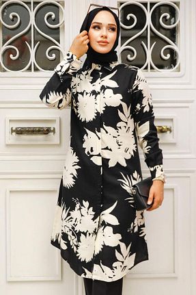 تونیک حجاب مشکی زنانه %100 پنبه Neva Style - کد 823104247