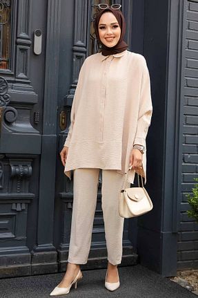 ست بالاتنه و پائین تنه حجاب بژ زنانه رگولار Neva Style - کد 830332531
