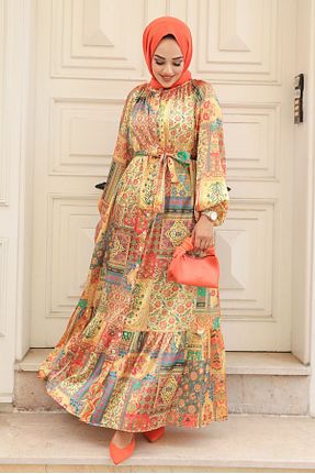 لباس حجاب زرد زنانه رگولار Neva Style - کد 835174055