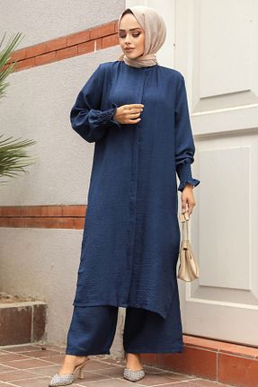 ست بالاتنه و پائین تنه حجاب سرمه ای زنانه رگولار Neva Style - کد 860037795