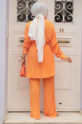 ست بالاتنه و پائین تنه حجاب نارنجی زنانه رگولار Neva Style - کد 840145426