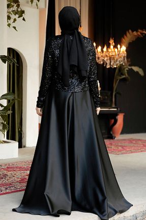لباس مجلسی حجاب مشکی زنانه یقه دوچرخه Neva Style - کد 809909854
