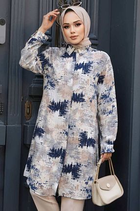 تونیک حجاب قهوه ای زنانه %100 پنبه Neva Style - کد 830558946