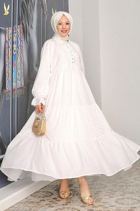 لباس حجاب سفید زنانه رگولار Neva Style - کد 871326235