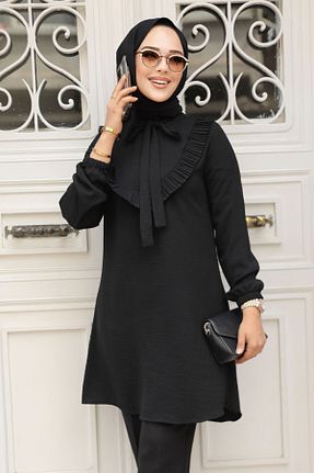 تونیک حجاب مشکی زنانه مخلوط پلی استر Neva Style - کد 825546939
