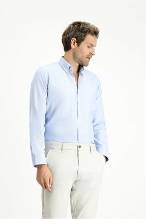 پیراهن آبی مردانه اسلیم فیت Kiğılı - کد 864196441