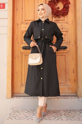 ترنچکت حجاب مشکی زنانه مخلوط ویسکون Neva Style - کد 852888518