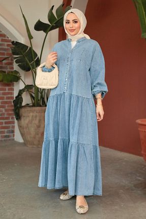 لباس حجاب آبی زنانه رگولار Neva Style - کد 818961886