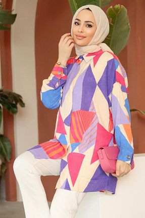 تونیک حجاب بنفش زنانه ویسکون Neva Style - کد 823103128