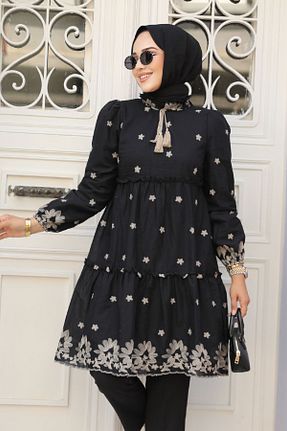 تونیک حجاب مشکی زنانه پلی استر Neva Style - کد 835166504