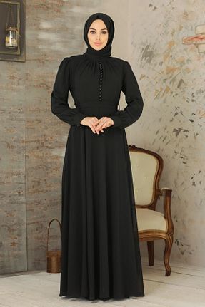 لباس مجلسی حجاب مشکی زنانه یقه ایستاده Neva Style - کد 755251392