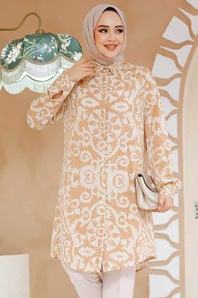 تونیک حجاب قهوه ای زنانه %100 پنبه Neva Style - کد 888410915