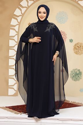 لباس مجلسی حجاب سرمه ای زنانه یقه دوچرخه Neva Style - کد 904919943