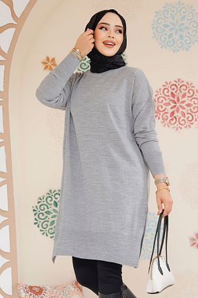 تونیک حجاب طوسی زنانه پنبه ای Neva Style - کد 882557249