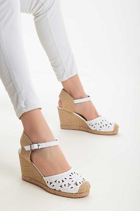 کفش پاشنه بلند پر سفید زنانه پاشنه متوسط (5-9 سانتی متر) can feta - کد 926636969