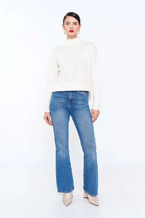 شلوار جین آبی زنانه پاچه گشاد EUROFASHION - کد 926516269