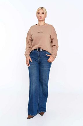 شلوار جین آبی زنانه پاچه گشاد EUROFASHION - کد 926644831
