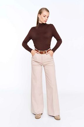 شلوار بژ زنانه پاچه گشاد EUROFASHION - کد 926650074