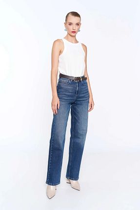 شلوار جین آبی زنانه پاچه ساده EUROFASHION - کد 926540671