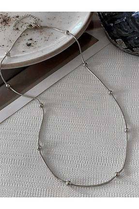 گردنبند استیل ( فولاد ) طوسی زنانه استیل ضد زنگ stainles steel - کد 877258163