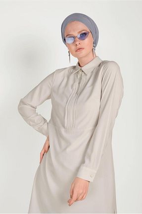 تونیک حجاب بژ زنانه پلی استر Alvina - کد 872386104