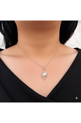 گردنبند جواهر طوسی زنانه مروارید Feron accessories - کد 924730703