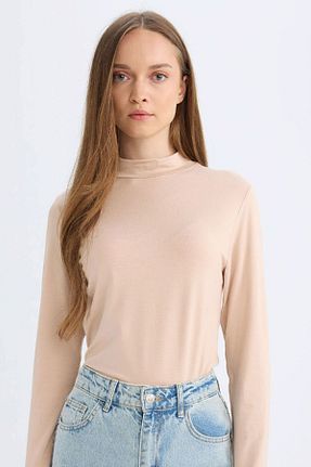 تیشرت بژ زنانه رگولار Defacto - کد 858113812