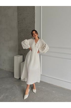لباس سفید زنانه کتان gmbutikk - کد 904914057