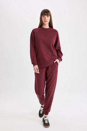 شلوار کرمگن زرشکی زنانه رگولار Defacto - کد 850485254