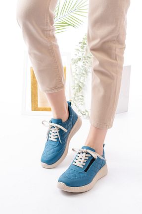 کفش کژوال آبی زنانه چرم خالص Dericalle shoes - کد 924776950