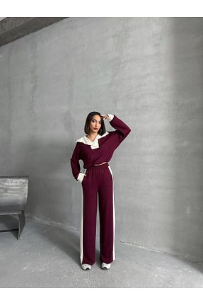 ست بالاتنه و پائین تنه زرشکی زنانه بافت VESS MODA - کد 924769834