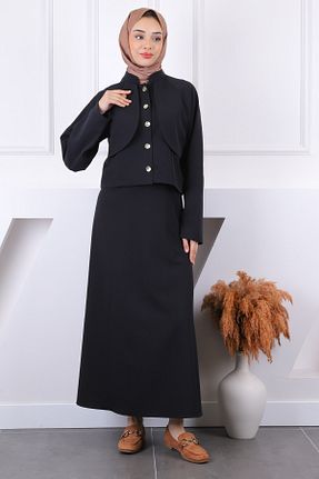 ست بالاتنه و پائین تنه حجاب مشکی زنانه رگولار İmajButik - کد 924804494