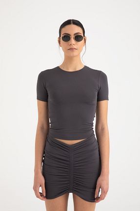 بلوز طوسی زنانه ساده SHEISMONO - کد 924803990