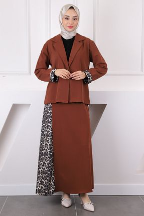 ست بالاتنه و پائین تنه حجاب قهوه ای زنانه رگولار İmajButik - کد 924805513