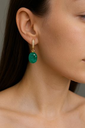 گوشواره نقره سبز زنانه 925 عیار DURAN TAKI TASARIM - کد 827701846